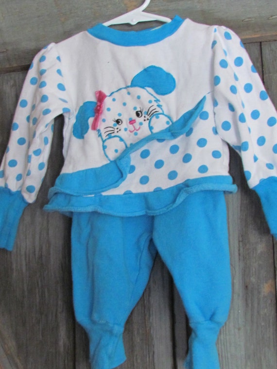 90's baby girl two piece sweatshirt outfit turquo… - image 5