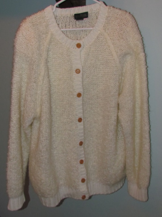 Vintage Boundary Waters Ladies Off White Cardigan… - image 1