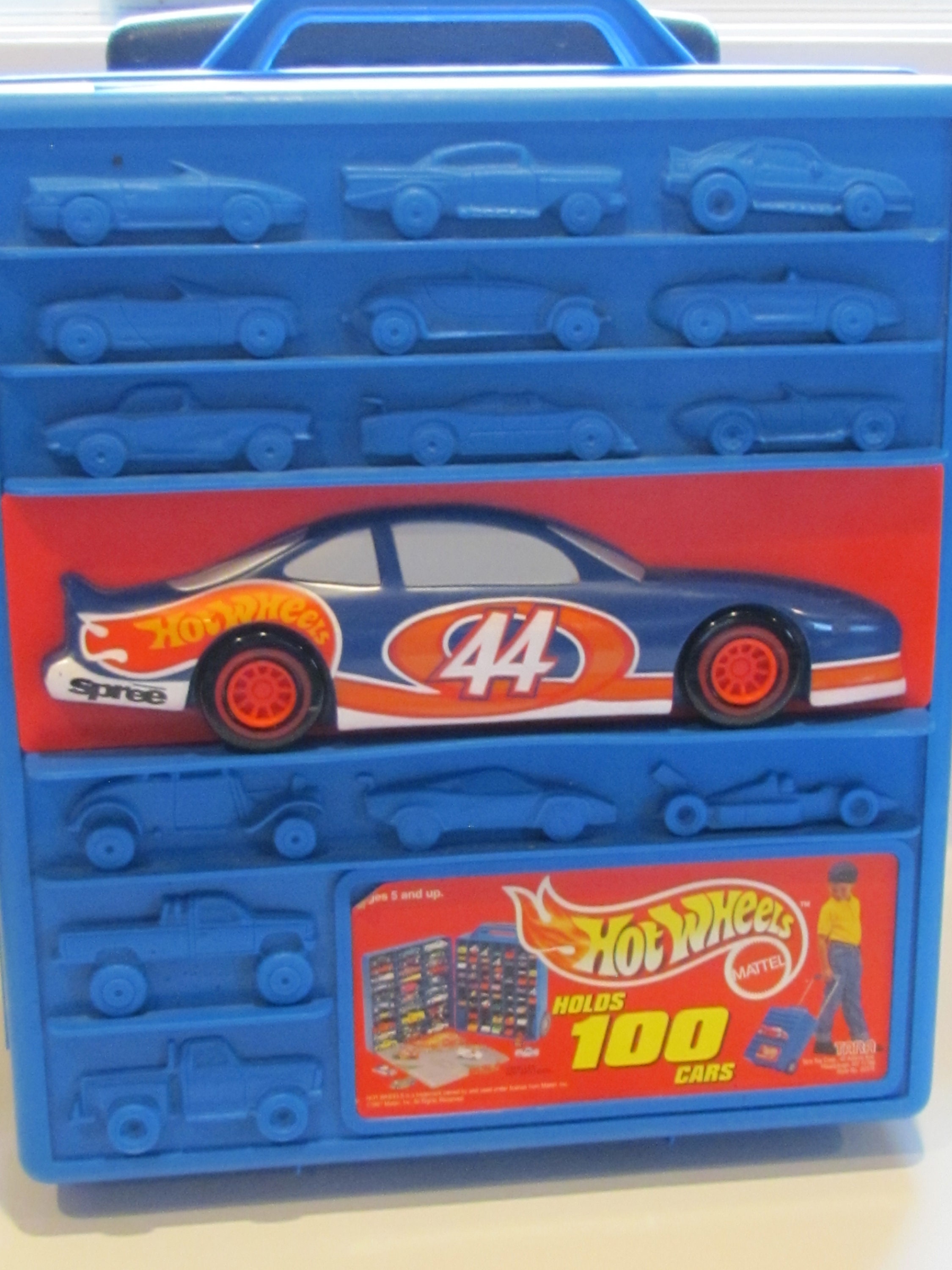 VTG Mattel Hot Wheels Rolling 3d Storage Case Holds 100 Cars Blue