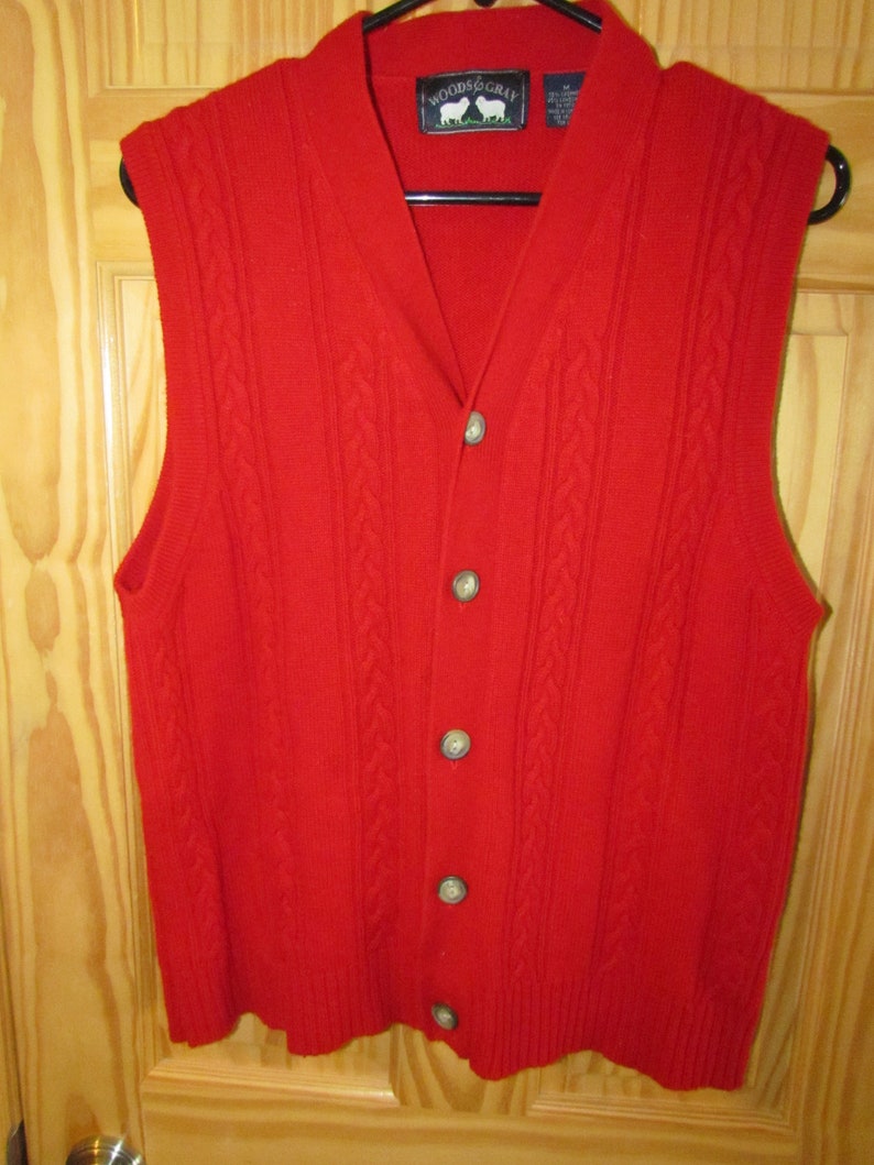 Woods /& Gray lambswool cashmere Red button down cable knit sweater women/'s M
