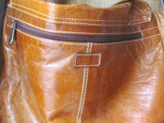 Vintage Fossil Leather Messenger Bag Cross Body P… - image 8