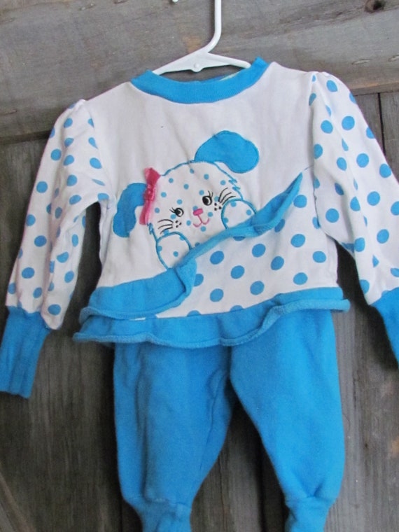 90's baby girl two piece sweatshirt outfit turquo… - image 1