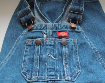 DICKIES Bib Overalls Jeans Boys Girls Size child 4 S Blue Denim Cotton Chore Farm