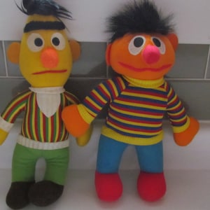 Vintage Sesame Street plush friends Bert & Ernie dolls Jim Henson Hasbro Playskool