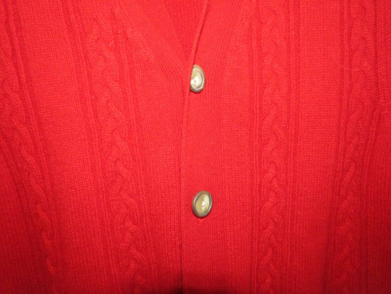 Woods /& Gray lambswool cashmere Red button down cable knit sweater women/'s M
