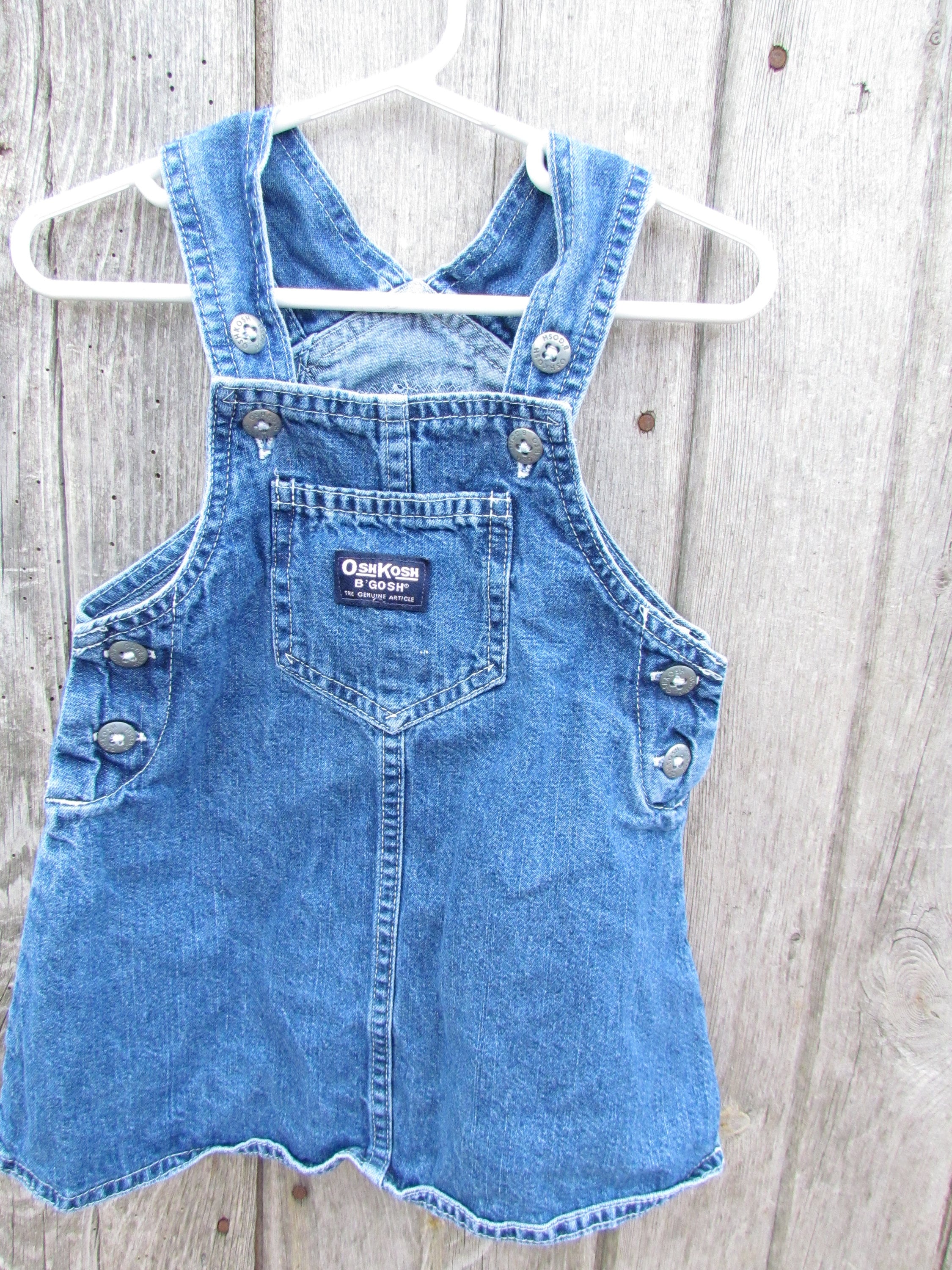 Vintage OshKosh B'Gosh Apron Blue Denim Shop Work with Pockets One