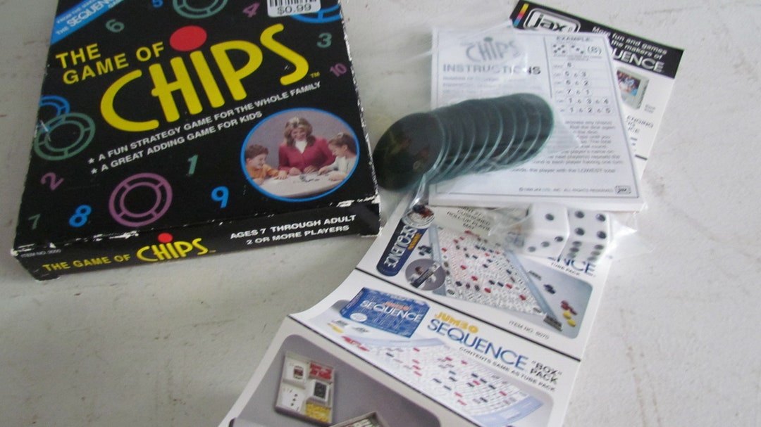 Vintage 90's the Game of Chips box by Jax 1999 Strategy Game Dice and