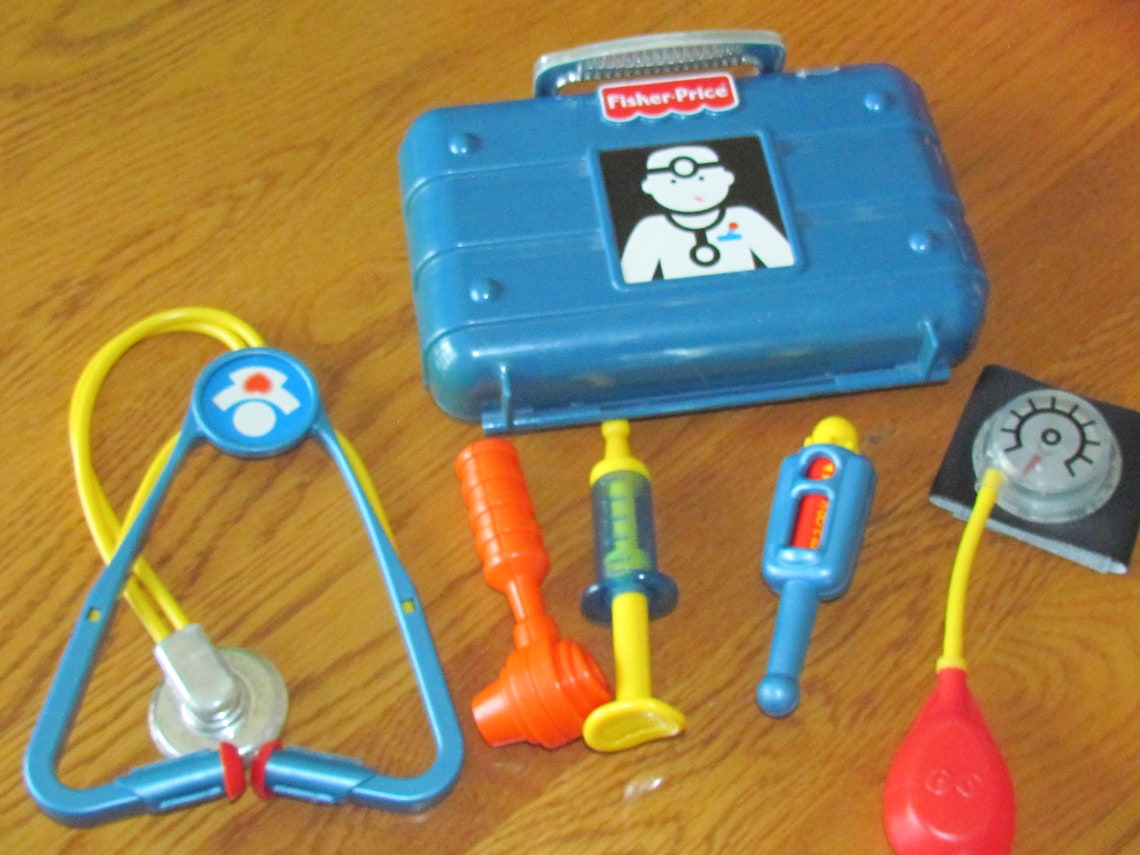 Fisher Price Vintage Mattel Doctor Medical Kit toy case blue Etsy