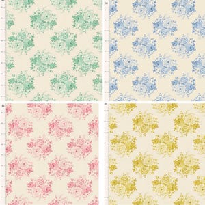 Tilda Sunday Brunch Fabric,Pink,Teal,Blue,Yellow - Mia Collection, Tone Finnanger Fabric, 100% Cotton
