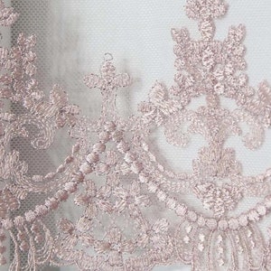 Shabby Style Fancy Lace,Embroidered, Pretty Pink,Silver thread image 2