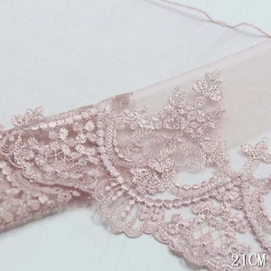 Shabby Style Fancy Lace,Embroidered, Pretty Pink,Silver thread