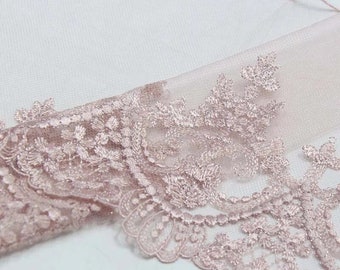 Shabby Style Fancy Lace,Embroidered, Pretty Pink,Silver thread