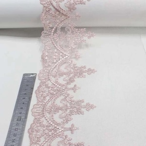 Shabby Style Fancy Lace,Embroidered, Pretty Pink,Silver thread image 5