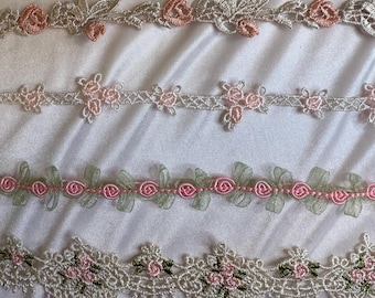 Exquisite  Lace Trims  Floral Embroidery,Craft  Supplies Journaling, Dress Making, Shabby Chic Doll, Sewing, BTY
