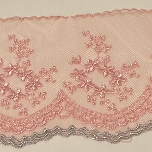 Shabby Style Mesh Trim, Embroidery Lace Trim, DIY, Lingerie Sewing Fabrics .Light Pink. Tulle Lace for Clothing Accessories