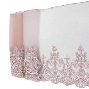 Shabby Style Fancy Lace,Embroidered, Pretty Pink,Silver thread image 3