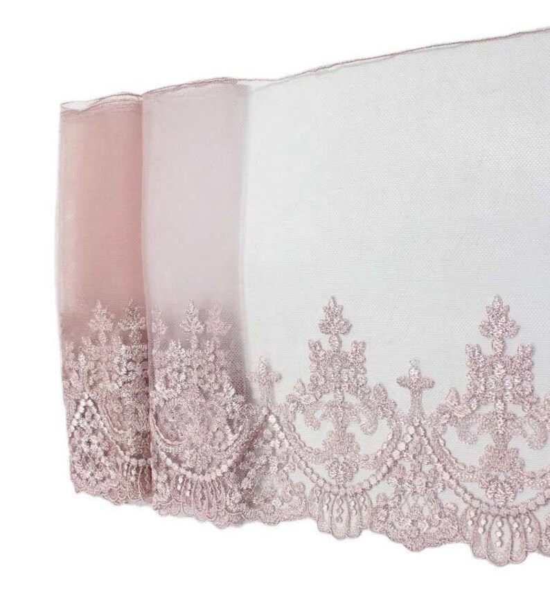 Shabby Style Fancy Lace,Embroidered, Pretty Pink,Silver thread image 3