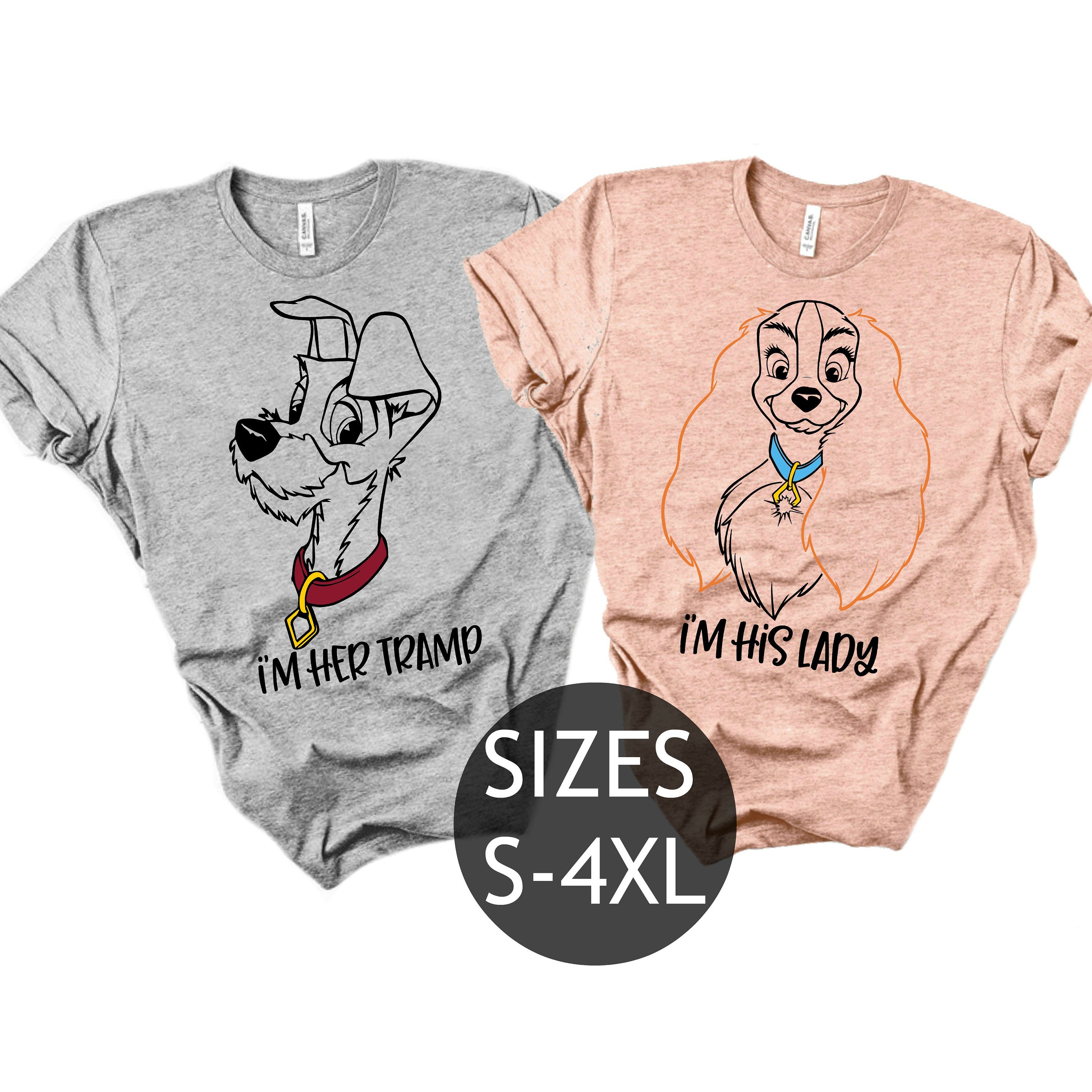 ワンワン 物語　Tシャツ　ペア わんわん物語シャツ、わんわん物語、ディズニーカップルシャツ