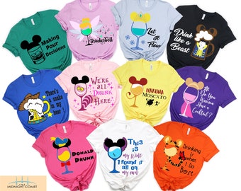 Chemises à boire Disney Princess, chemise princesse en verre de vin, chemise assortie princesse, chemise du festival du vin, chemise Epcot, chemise super douce