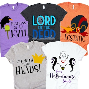 Camisa de villanos de Disney, Maléfica, Hades, Reina Malvada, Úrsula, Reina de corazones, Camisa de villano divertido de Disney, Disneyworld, Camisa de villanos de Disney
