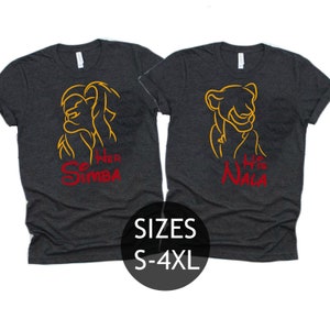 Simba and Nala Disney couple shirts, Disney matching shirts, Couple matching disneyworld shirts, disney plus sizee shirts, disneyland