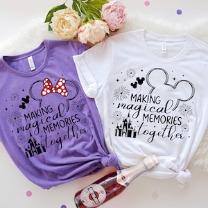 Camisa vintage de pareja de Mickey y Minnie, camisa de Mickey Mouse de Disney Nostalgia, camisa de pareja de Disneyland, camiseta de silueta de Disney, camisas unisex