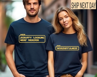 Regalo de parejas de Star Wars, Camisa de pareja de Disney Star Wars, Disney Mooners Shir, camisa mandaloriana, camisa R2D2, Star Wars, Star Wars Disneyland