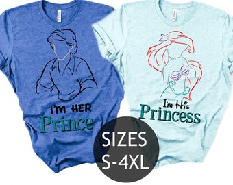 Little Mermaid Couple Shirts, Princess Ariel And Prince Eric Shirt, Her Prince Eric, His Ariel Disney Couple Shirt, Husband Wife Shirts