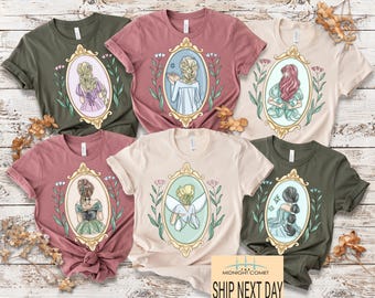 Coquette Bow Disney Princess Shirt, Cinderella Belle Rapunzel Tinkerbell Elsa Anna  WDW Disneyland Girls Trip Shirt, Princess Birthday Girl