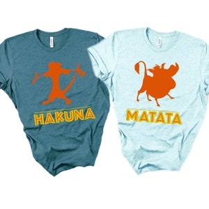 Magliette per coppie Hakuna Matata, magliette Timon e Pumba, maglietta Il Re Leone Disney Trip, maglietta per coppie, magliette Disney taglie forti, Hakuna Matata