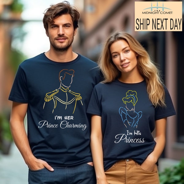 Princess Cinderella And Prince Charming Shirt Cinderella Couple Shirt Princess Valentine Gift For Couple Shirt Family Couple Shirt