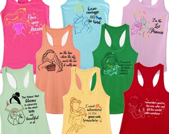 Disney Prinzessinnen Shirt, Damen Prinzessin Tank Top, Disney Prinzessinnen Shirt, Damen Disney Tank Top, Merida Tank, kleine Welt Tank Top, ALLE Prinzessin