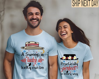 Mary Poppins and Bert Couple Shirt Practically Perfect Chimney Sweep Shirt Disneyland Couple Shirt | Valentine Day Shirt