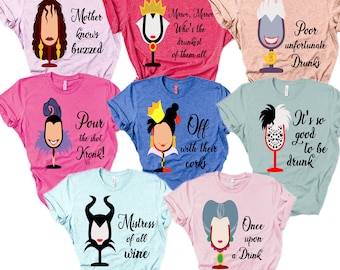 Villains Drinking Characters Shirt, Villains Face Matching T-Shirt, Villains Glass Group Tee, Villains Drinking Shirt, Wine Villain Shirts