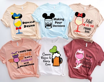 Disney Drinking Shirts, Disney Drinking Around The World T Shirt, Epcot Food And Wine Top, Disney Wine Tshirt, Drinking Team Tee Shirts