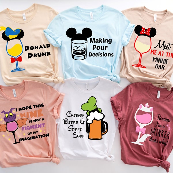 Disney Drinking Shirts, Disney Drinking Around The World T Shirt, Epcot Food And Wine Top, Disney Wine Tshirt, Drinking Team Tee Shirts
