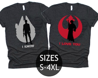 Ich liebe dich, ich weiß T-Shirt, Star Wars Shirt, Disney Paare Shirt, Prinzessin Leia oder Han Solo Shirt, Disney Familie T-Shirt, Ehemann und Frau Shirt