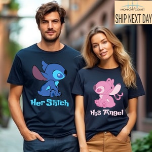 Stitch Couple Shirts, Stitch and Angel Couple Shirts, Her Stitch Shirt, His Angel Shirt, Gift For Her, Gift For Him, Gift for Her