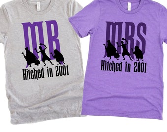 Camiseta Disney personalizada para recién casados, camisetas a juego para esposa y esposo, regalos para recién casados, regalos de luna de miel Disney, camisetas para recién casados