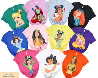 Watercolor Disney Princess Shirt, Minnie Ears Princess Disney T-shirt, Birthday Girl Trip Tee, All Disney Princess Shirt, Elsa, Belle, Ariel