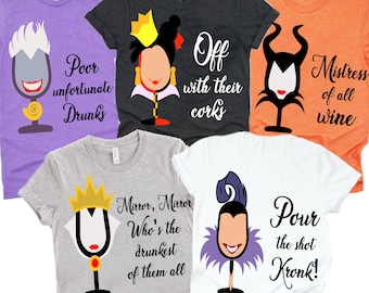 Disney Villain Drinking Shirts, Disney Drinking Around The World T Shirt. Epcot Food And Wine Top, Villains Tshirt, Drinking Team Tee Shirts