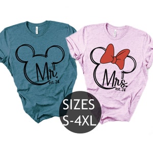 Personalized Bride and Groom Disney Shirt, Disney couple shirts, Disney matching shirts, disney honeymoon tee, Mickey Mr Mrs shirts