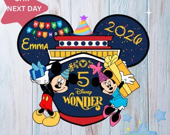 Happy Birthday Mickey & Minnie Ship Magnet, Disney Cruise Door Magnet, Happy Birthday Magnet, Disney Cruise Ship Birthday Magnet