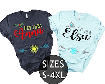 Camisetas a juego de Disney, camisetas de "Soy ella, Elsa, soy ella, Anna", camisetas a juego de hermanas, camisetas de Disney para mujer, camisetas de Disney para mujer, Disneyworld