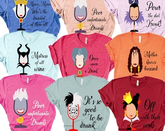 Disney Villain Drinking Shirts, Disney Drinking Around The World T Shirt. Epcot Food And Wine Top, Villains Tshirt, Drinking Team Tee Shirts