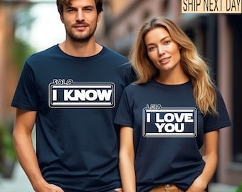 Ich liebe dich, ich weiß, Disney Shirt, Star Wars Shirt, Disney Paare Shirt, Prinzessin Leia oder Han Solo Shirt, Mann und Frau Shirt