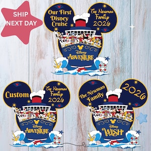 Custom Family Cruise Ship Name Cruise Line Magnet, Personalized Cute Mouse And Friends Magnet, Family Sign Animated Mouse Magnet