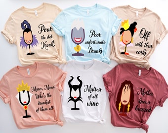 Disney Villain drinking shirt, Disney Drinking Around The World Food and Wine Festival Epcot Drinking shirt, Bad girls Group matching shirt