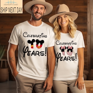 Disney Couples Anniversary T-Shirts, 2024 Anniversary Shirt, Personalized Number and Text, Disney World Family Vacation , Together Since