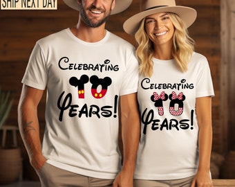 Disney Couples Anniversary T-Shirts, 2024 Anniversary Shirt, Personalized Number and Text, Disney World Family Vacation , Together Since